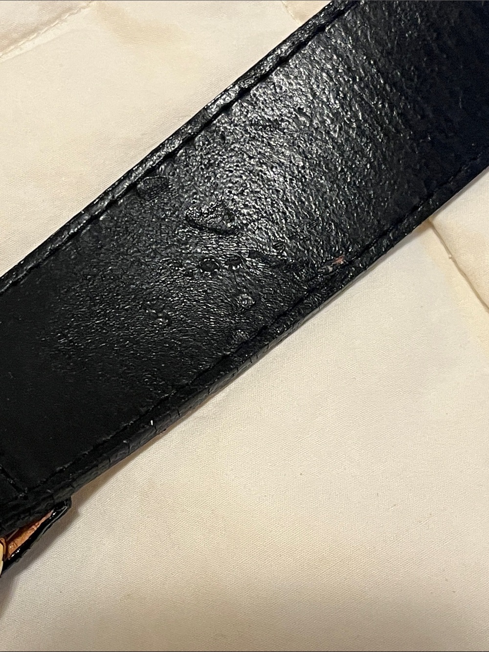Black Leather Waist Belt with Gold Horsebit Accent - Picture 4 of 6